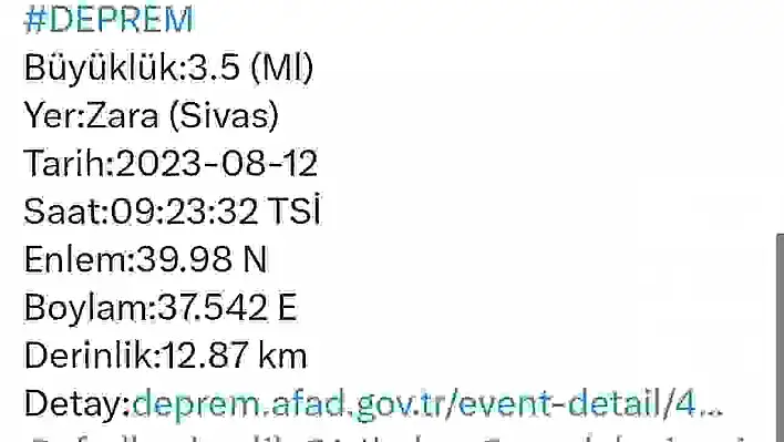 Sivas'ta korkutan deprem