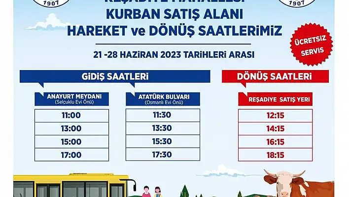 Talas Belediyesi'nden kurban satış alanına ücretsiz servis