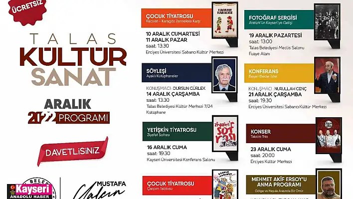 Talas'ta kültür sanat dolu Aralık ayı