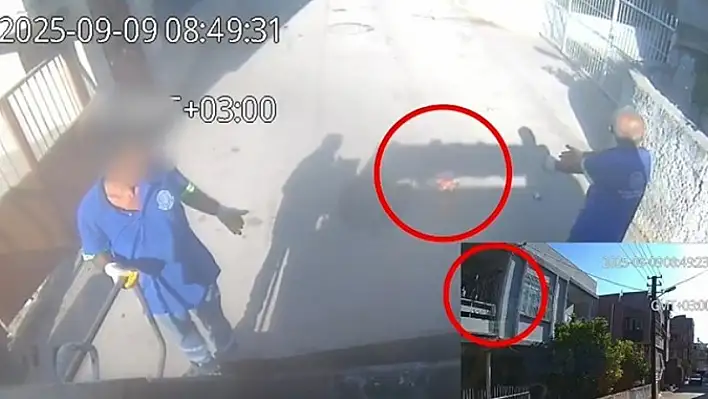 Adana'da temizlik görevlisini darp etme anları kameraya yansıdı!