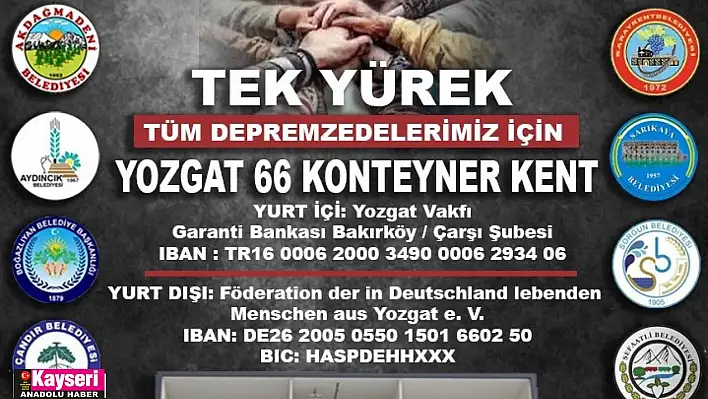 Yozgatlılardan deprem bölgesine konteyner kent