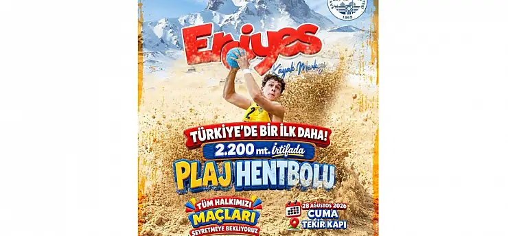 Erciyes'te 2 bin 200 metrede plaj hentbolu