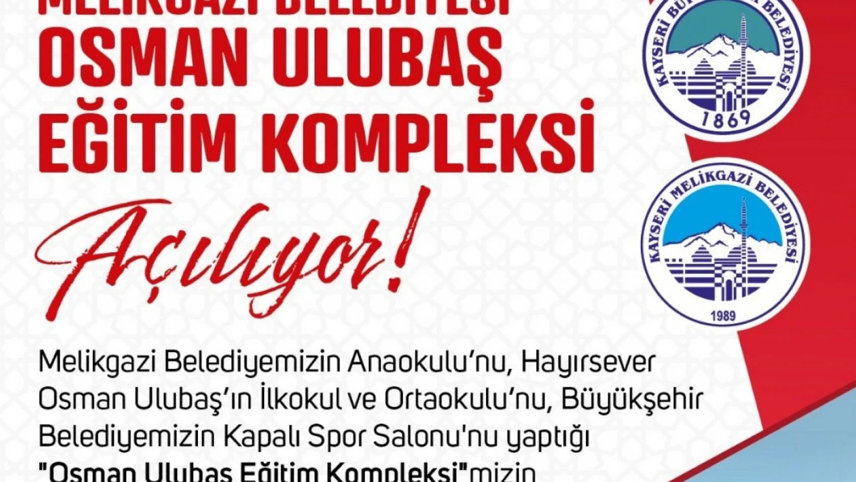 Bakan Özer, Osman Ulubaş Eğitim Kompleksi'nin açılışına katılacak