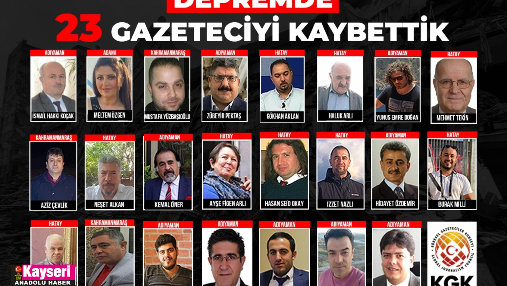 Depremde 23 gazeteci hayatını kaybetti