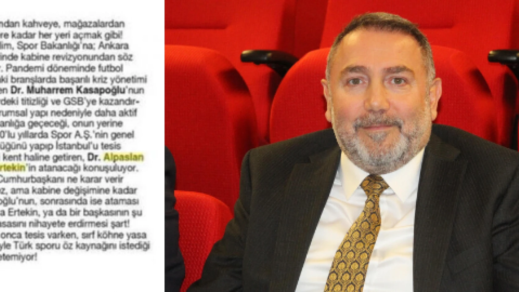 Yeni spor bakanı Erciyes Anadolu Holding CEO'su Ertekin mi olacak?