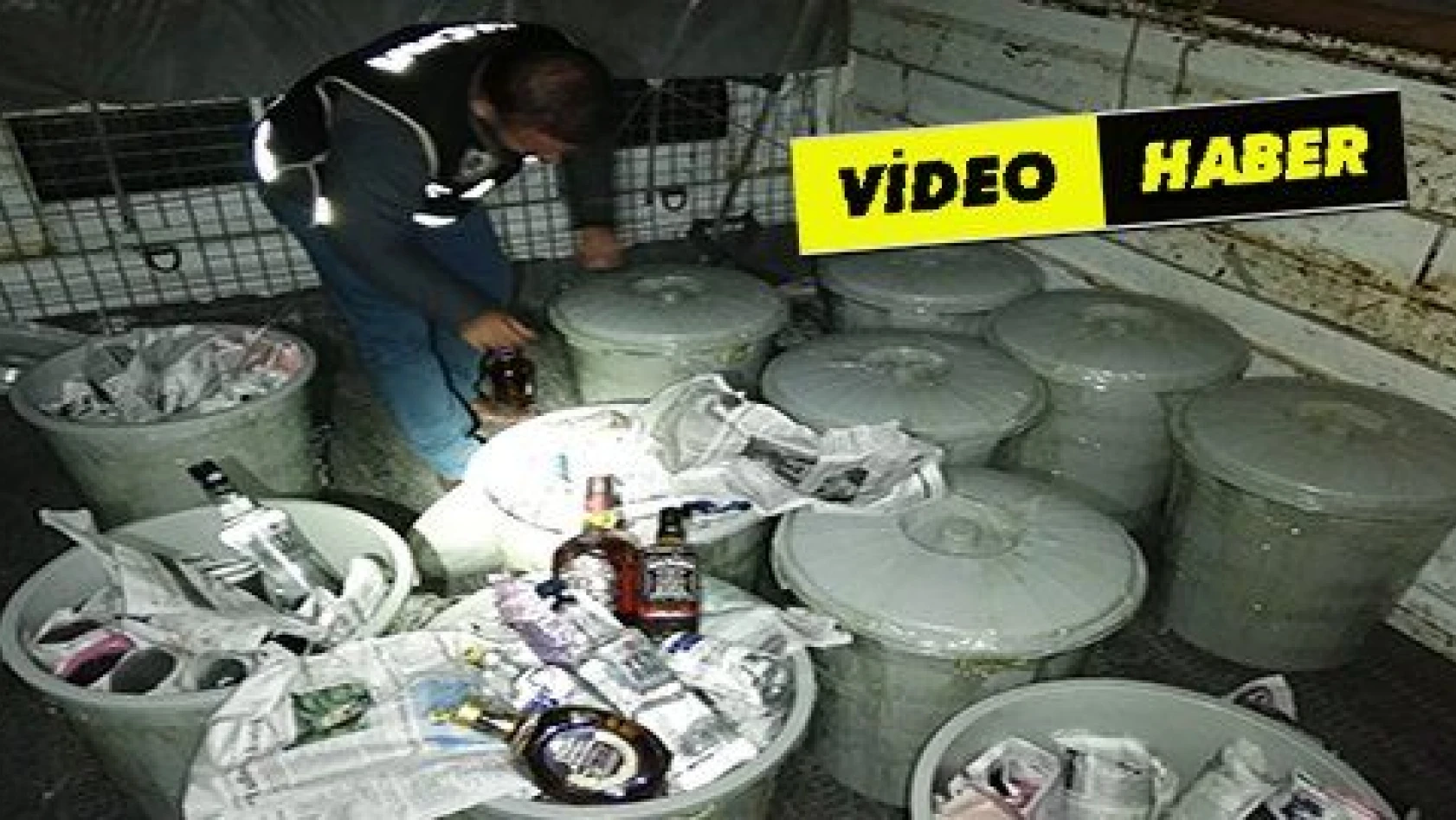 Kayseri'de çöp kovalarının içerisine saklanmış 463 şişe kaçak içki ele geçirildi
