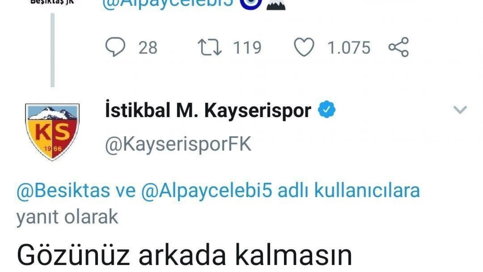  Kayserispor'dan Beşiktaş'a:  'O artık bizden biri' 