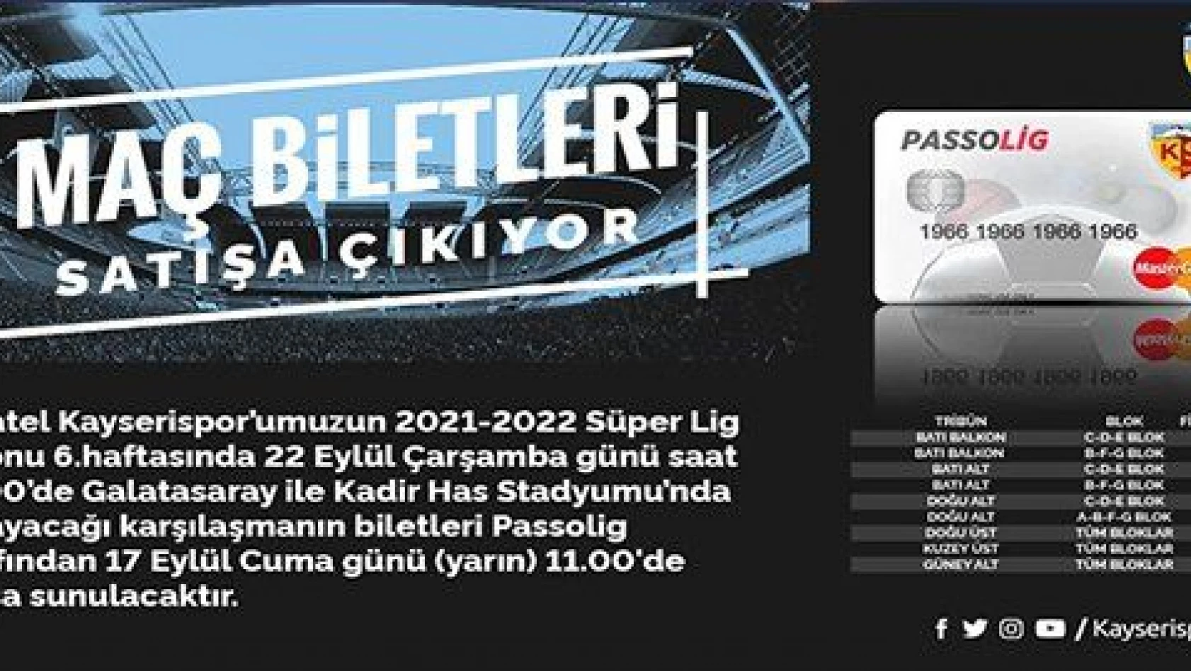 Kayserispor - Galatasaray maçının bilet fiyatları belli oldu