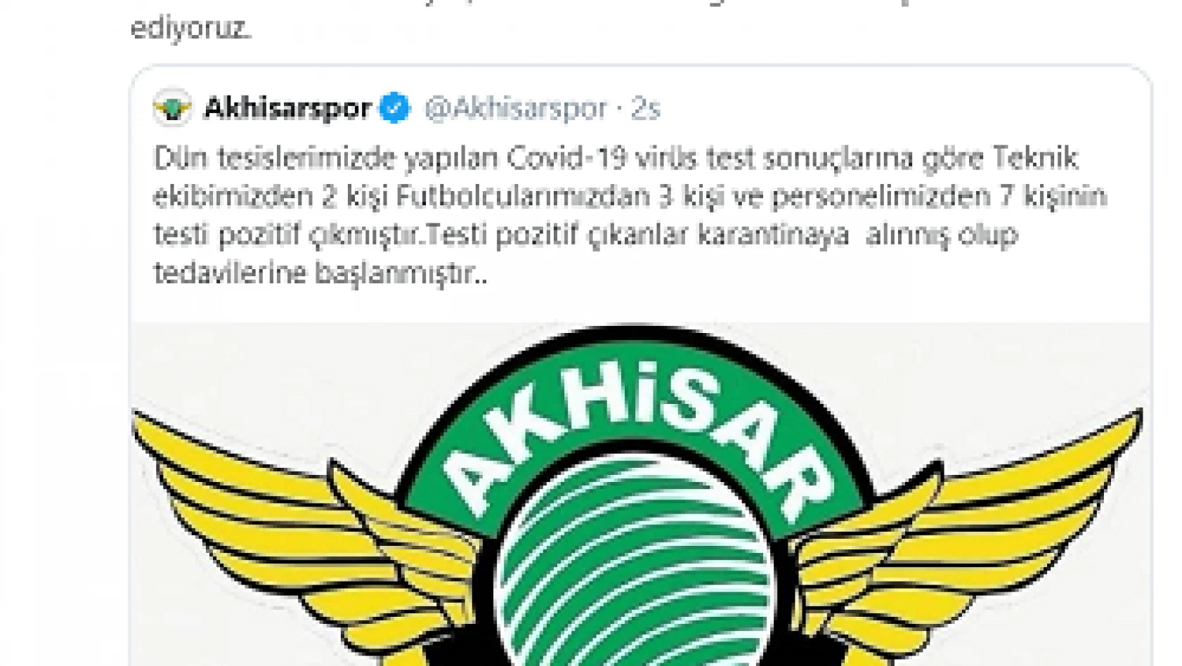 Kayserispor'dan Akhisarspor'a 'geçmiş olsun' mesajı