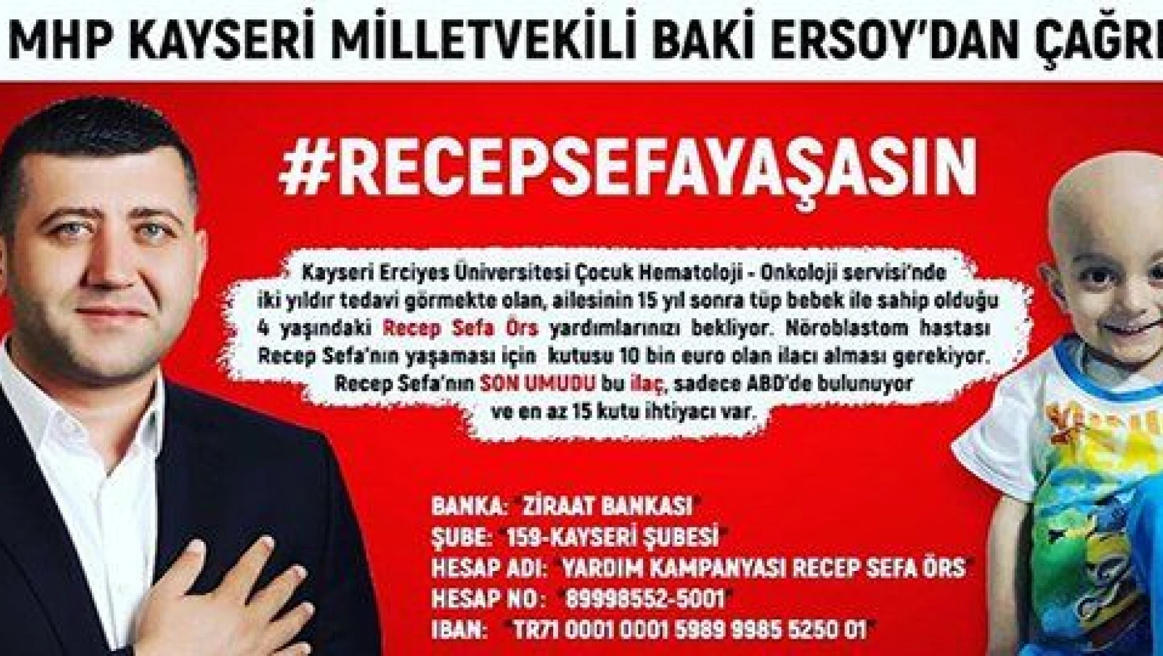 Milletvekili Ersoy, bir maaşını Minik Recep'e bağışladı 