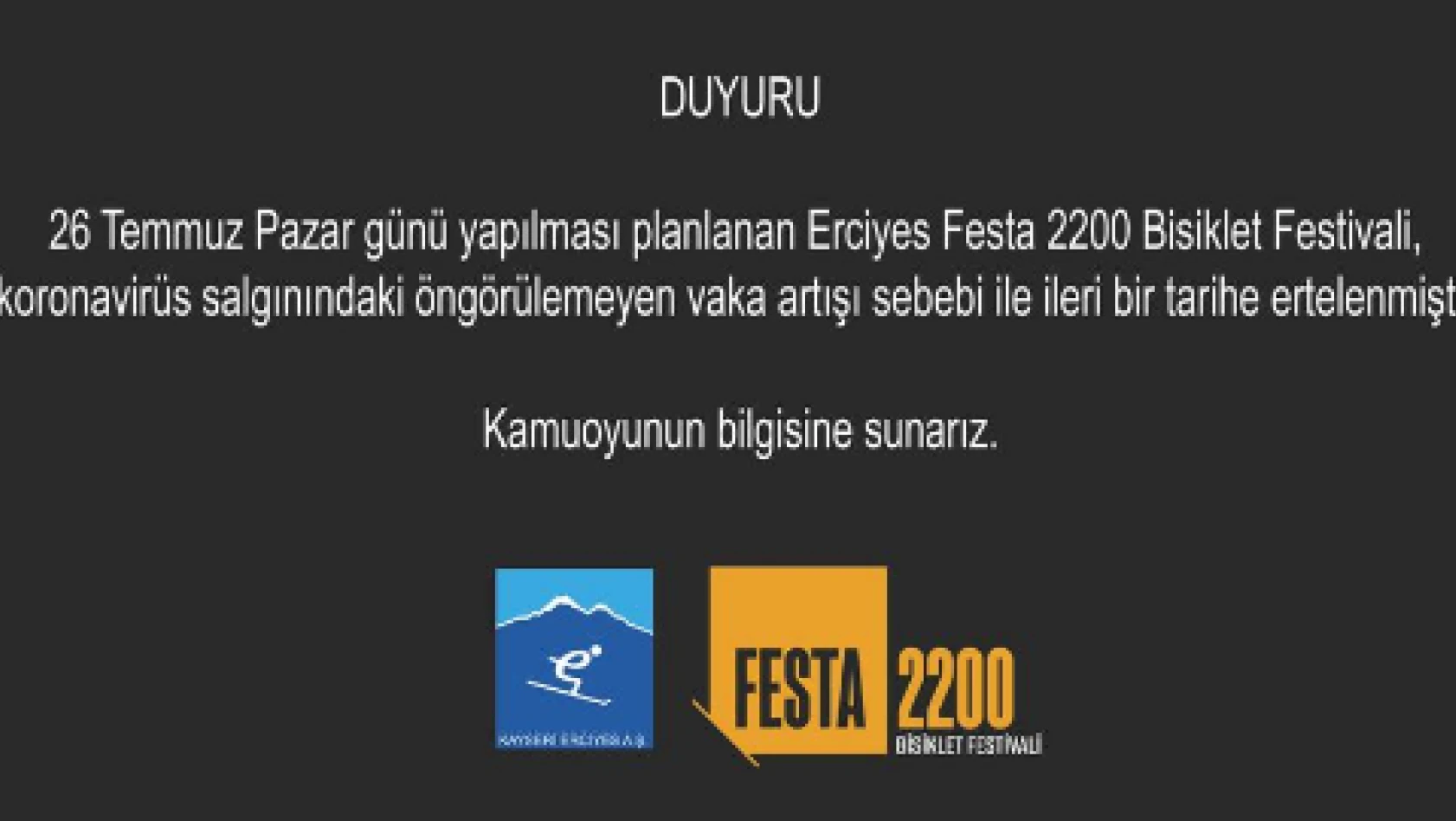 Erciyes Bisiklet Festivaline Kovid-19 engeli