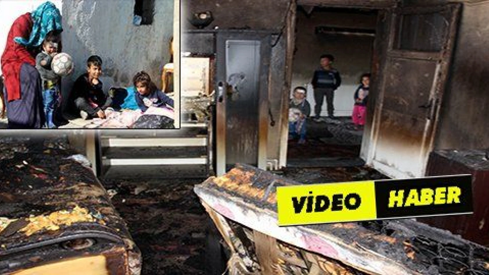 Evleri yanan aile kömürlükte yatıyor 