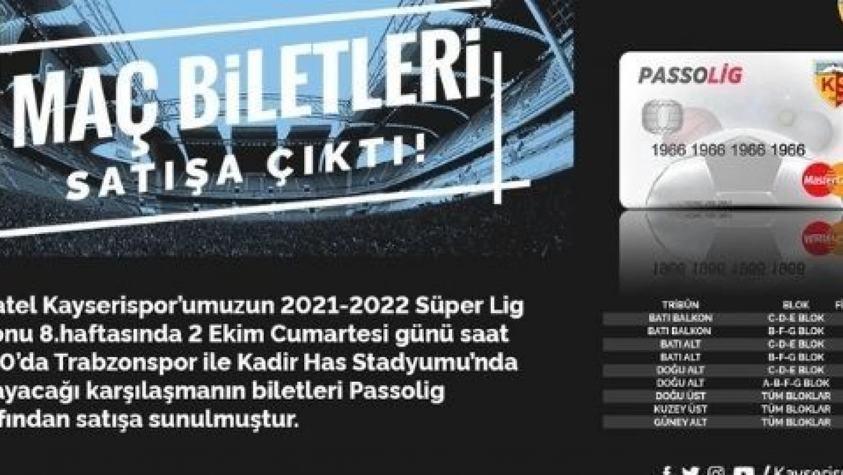 Kayserispor - Trabzonspor maçı biletleri satışa çıktı