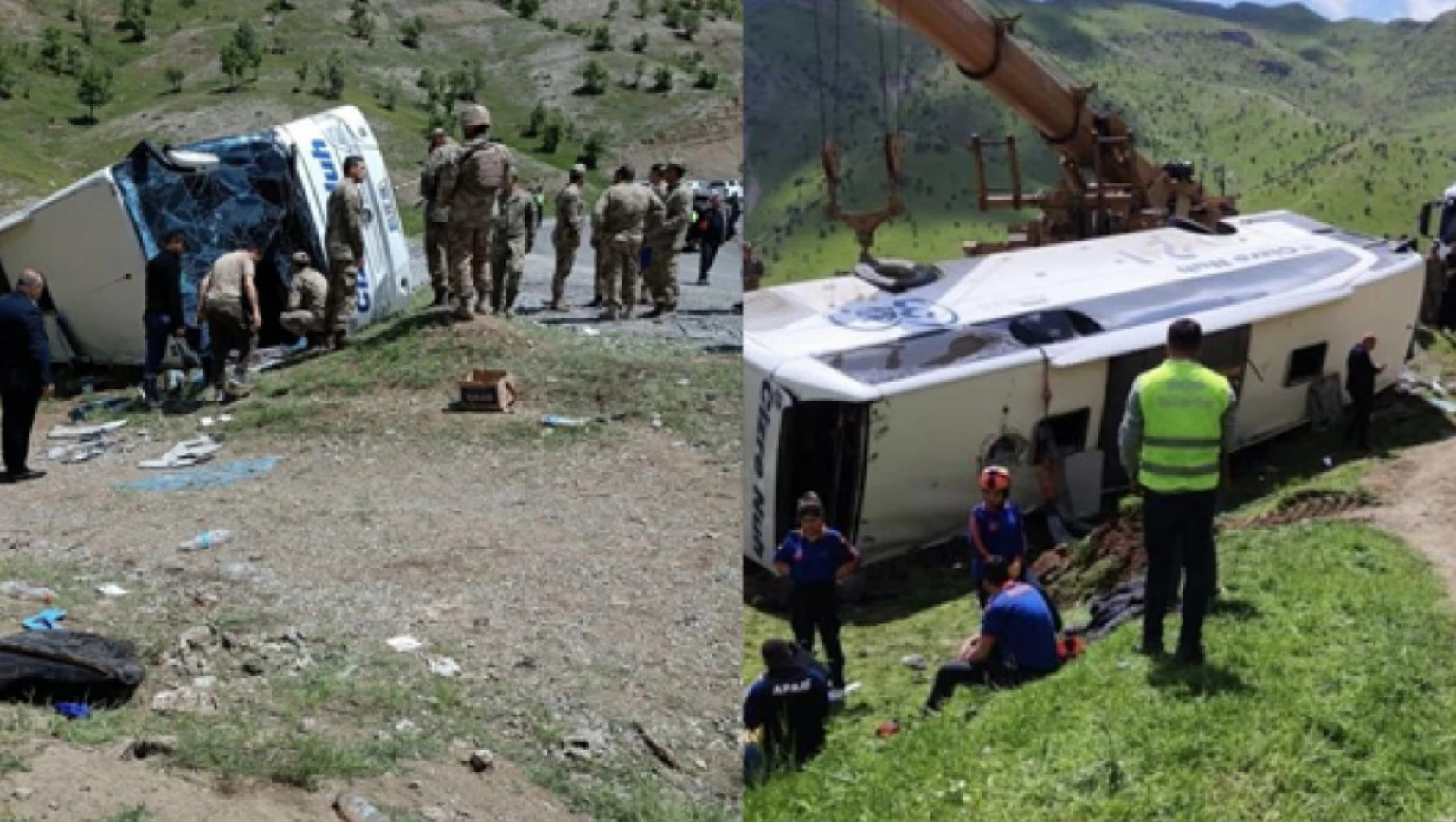 Askeri personel taşıyan otobüs devrildi