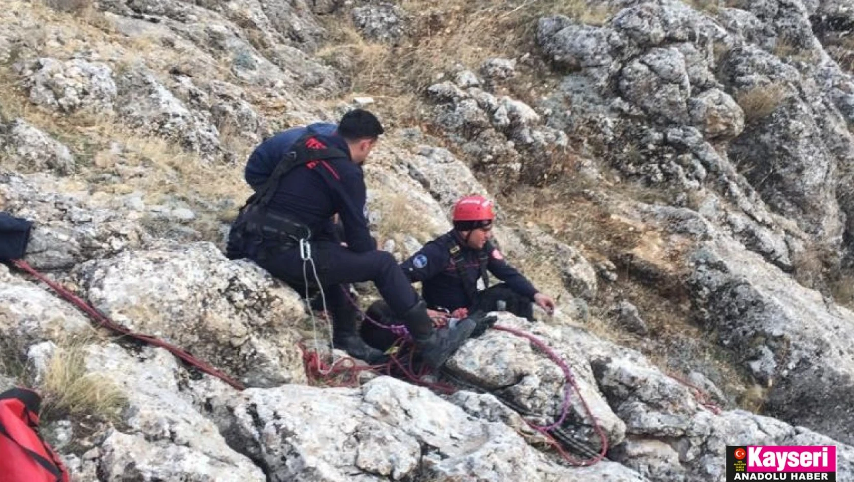 İtfaiyeden 3 saatlik keçi kurtarma operasyonu