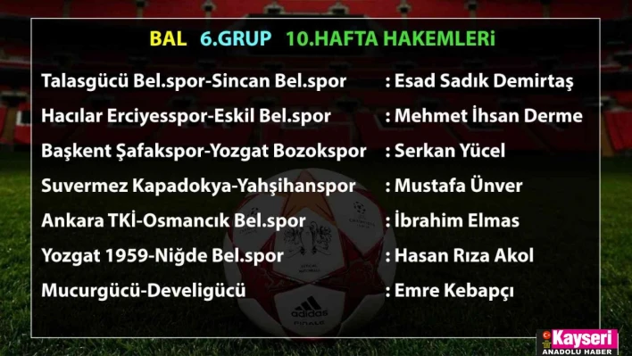 BAL'da 10. hafta hakemleri açıklandı