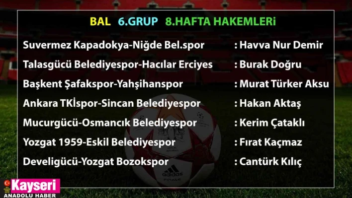 BAL'da Kayseri derbisinin hakemi belli oldu