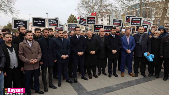 İsveç'te Kur'anı- Kerim'in yakılması Yahyalı'da protesto edildi