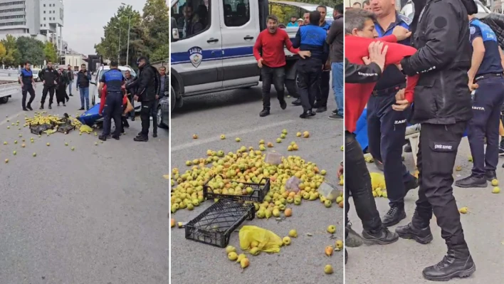 Kayseri'de şok görüntü – Zabıta satıcıya böyle müdahale etti!