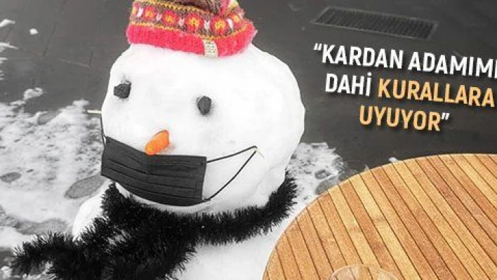 Erciyes'te maskeli kardan adam yaptılar