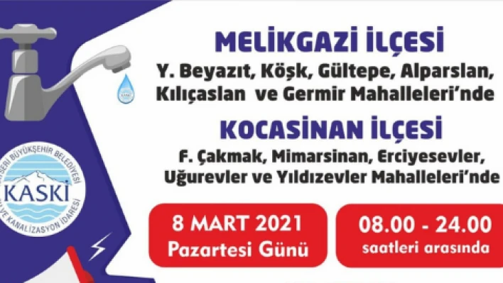 KASKİ, 11 mahallede su kesintisi yapacak