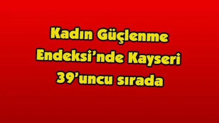 Kadın Güçlenme Endeksi'nde Kayseri 39'uncu sırada