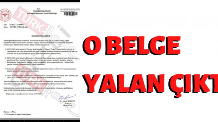 Sağlık Bakanlığı'na ait olduğu iddia edilen belge asılsız çıktı