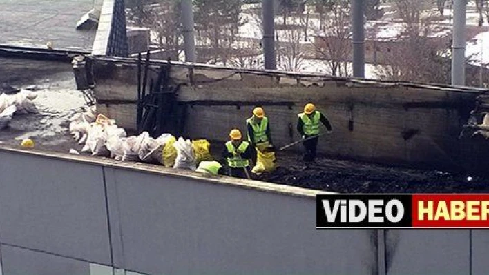 Kocasinan Belediyesi'nde söndürülen yangından sonra temizlik çalışmaları başladı