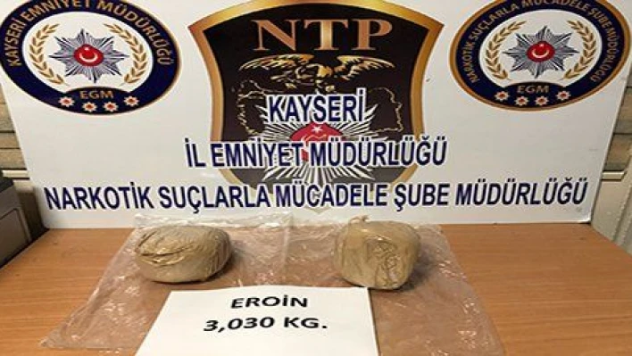 Türkmenistan uyruklu kadın, 3 kilo eroinle yakalandı  