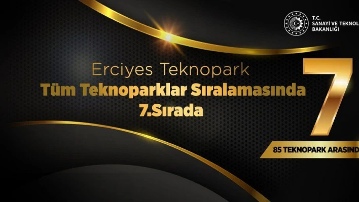 Erciyes Teknopark, Türkiye'deki 85 Teknopark arasında 7. sırada yer aldı