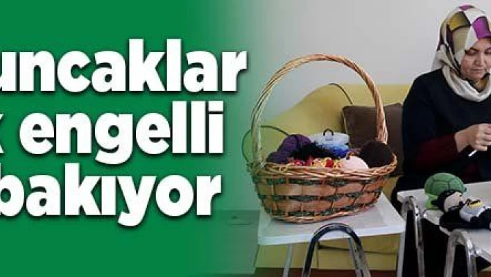 Örgü oyuncaklar yaparak engelli oğluna bakıyor